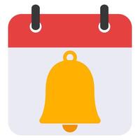 Flat illustration of calendar with Ringing bell isolated on white background. vector