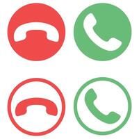 Accept and decline call icon in circle button isolated on white background. vector