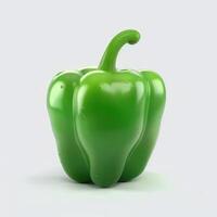 Green bell pepper isolated on white background photo