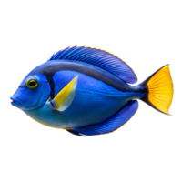 Blue Tang Surgeonfish isolated on a translucent background png