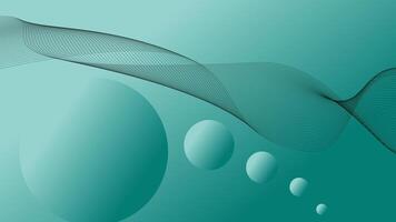 Dark green light green landscape background with spheres frame in wave wire vector