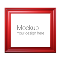 Mockup of red frame for poster or photo without background psd