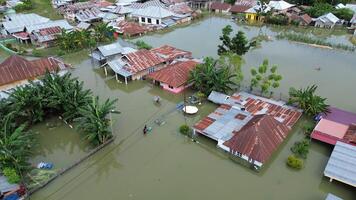 Aerial view of flooded area in Tualango village, Gorontalo, Indonesia photo