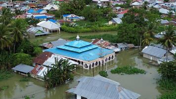 Aerial view of flooded area in Tualango village, Gorontalo, Indonesia photo
