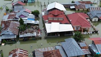 Aerial view of flooded area in Tualango village, Gorontalo, Indonesia photo