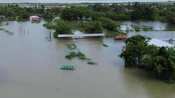 Aerial view of flooded area in Tualango village, Gorontalo, Indonesia photo