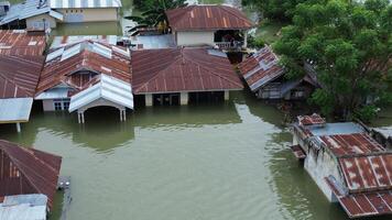 Aerial view of flooded area in Tualango village, Gorontalo, Indonesia photo