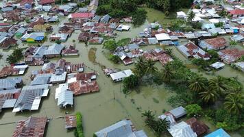 Aerial view of flooded area in Tualango village, Gorontalo, Indonesia photo