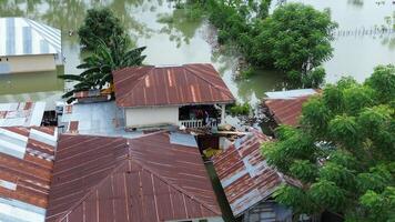 Aerial view of flooded area in Tualango village, Gorontalo, Indonesia photo