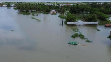 Aerial view of flooded area in Tualango village, Gorontalo, Indonesia photo