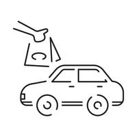 Drive through linear icon. Bank services, ATM, Transport lane to terminal. Contour symbol. Editable stroke. vector