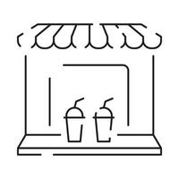 Drive through linear icon. Bank services, ATM, Transport lane to terminal. Contour symbol. Editable stroke. vector