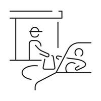Drive through linear icon. Bank services, ATM, Transport lane to terminal. Contour symbol. Editable stroke. vector