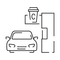 Drive through linear icon. Bank services, ATM, Transport lane to terminal. Contour symbol. Editable stroke. vector