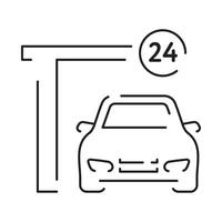 Drive through linear icon. Bank services, ATM, Transport lane to terminal. Contour symbol. Editable stroke. vector