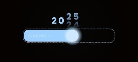 Loading process ahead of the new year 2025. Seconds leaving December 2024. Welcome 2025. Creative festive banner with trendy vector