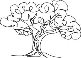One-line art one continues line art. an illustration of trees isolated on white. vector