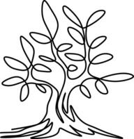 One-line art one continues line art. an illustration of trees isolated on white. vector