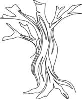 One-line art one continues line art. an illustration of trees isolated on white. vector