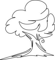One-line art one continues line art. an illustration of trees isolated on white. vector