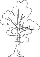 One-line art one continues line art. an illustration of trees isolated on white. vector