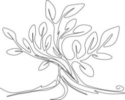One-line art one continues line art. an illustration of trees isolated on white. vector