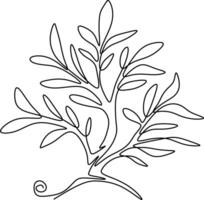 One-line art one continues line art. an illustration of trees isolated on white. vector