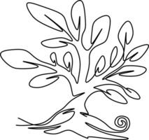 One-line art one continues line art. an illustration of trees isolated on white. vector