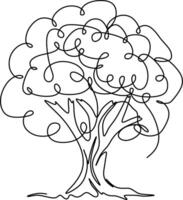 One-line art one continues line art. an illustration of trees isolated on white. vector