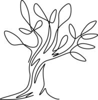 One-line art one continues line art. an illustration of trees isolated on white. vector