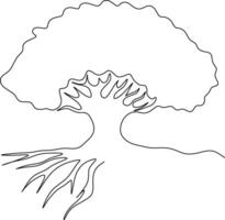 One-line art one continues line art. an illustration of trees isolated on white. vector