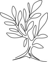 One-line art one continues line art. an illustration of trees isolated on white. vector