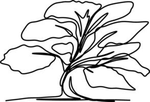 One-line art one continues line art. an illustration of trees isolated on white. vector