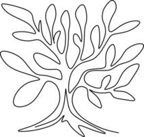 One-line art one continues line art. an illustration of trees isolated on white. vector