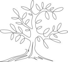 One-line art one continues line art. an illustration of trees isolated on white. vector