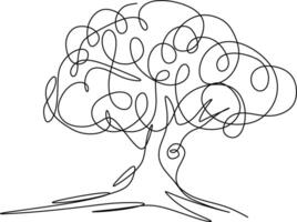 One-line art one continues line art. an illustration of trees isolated on white. vector