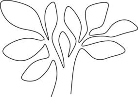 One-line art one continues line art. an illustration of trees isolated on white. vector