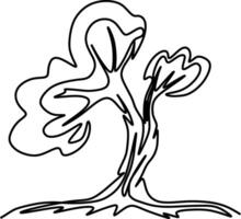 One-line art one continues line art. an illustration of trees isolated on white. vector