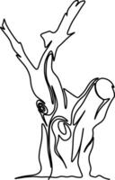 One-line art one continues line art. an illustration of trees isolated on white. vector