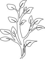 One-line art one continues line art. an illustration of trees isolated on white. vector