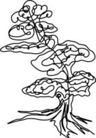 One-line art one continues line art. an illustration of trees isolated on white. vector