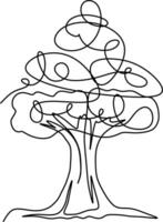 One-line art one continues line art. an illustration of trees isolated on white. vector