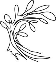 One-line art one continues line art. an illustration of trees isolated on white. vector