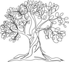 One-line art one continues line art. an illustration of trees isolated on white. vector