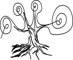 One-line art one continues line art. an illustration of trees isolated on white. vector