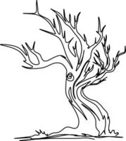 One-line art one continues line art. an illustration of trees isolated on white. vector