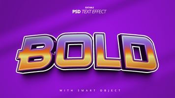 Bold 3d retro color text effect psd