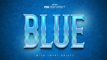 Cold blue ice 3d editable text effect psd