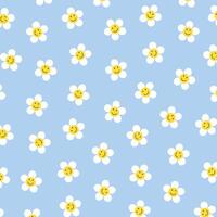 Smiley Face Daisy Flowers Pattern Decoration Background vector