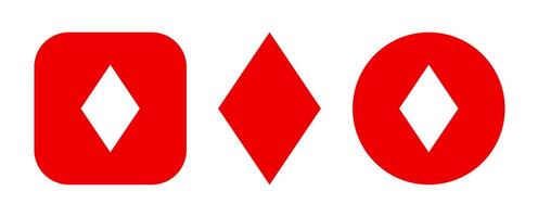 Playing Card Red Diamond Square Round Style Icons Illustration vector